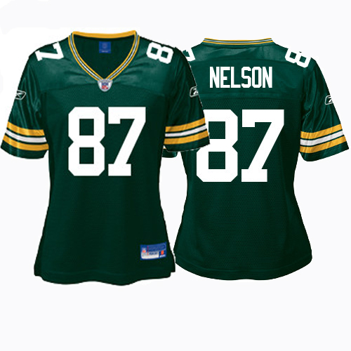Packers #87 Jordy Nelson Green Women's Team Color Stitched NFL Jersey - Click Image to Close